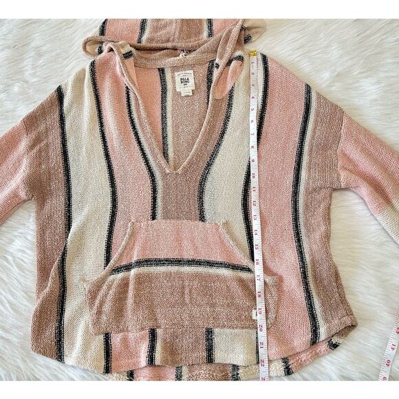 Billabong Women Knit Sweater Hooded Baja Beach Pink Stripe Size Medium - Picture 11 of 12